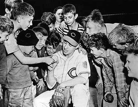Bob Feller-with-Young-Fans